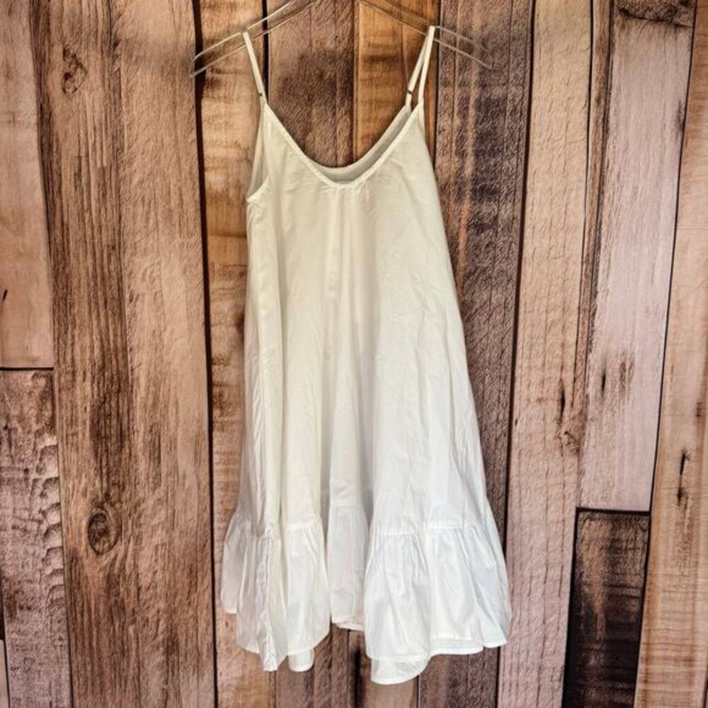 Kenny‎ Flowers Dress Jetset Mini Swing Small Ruffle Hem White Summer Beach NWT